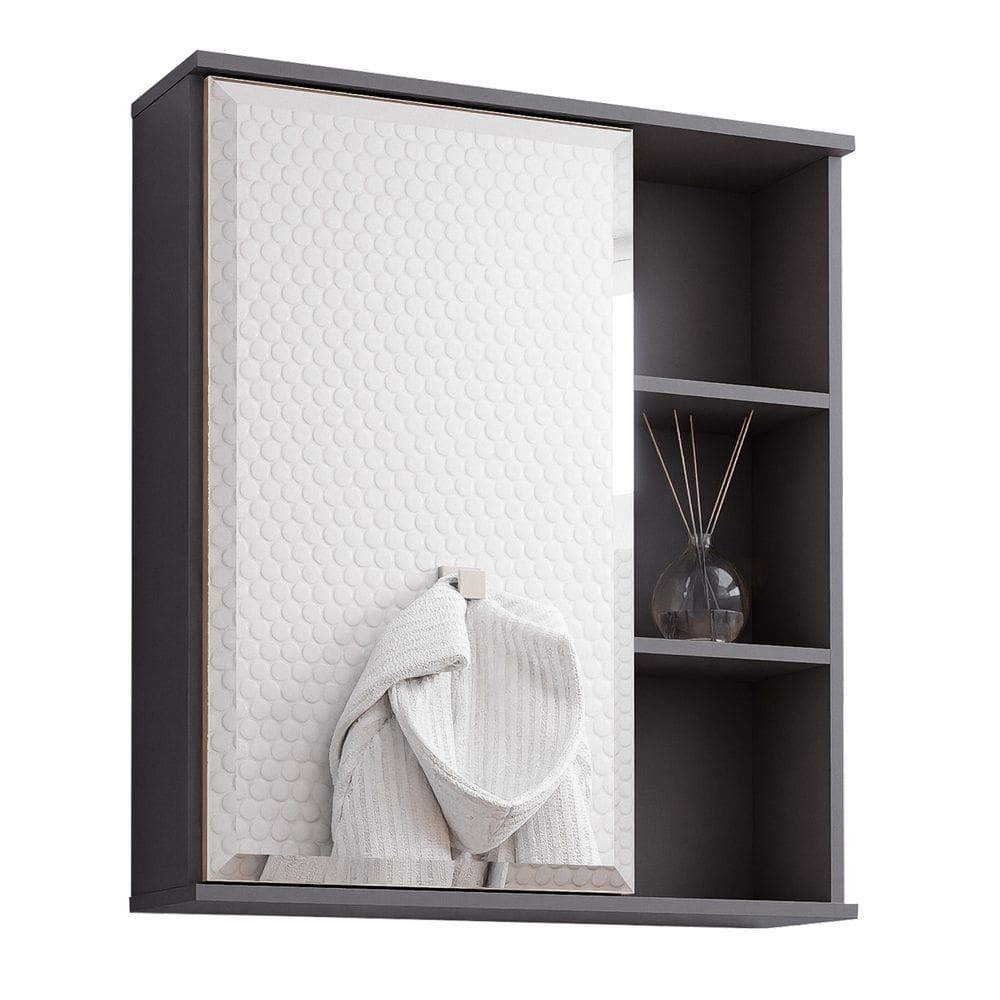 Espelheira Banheiro Mdf Com Porta 56Cm Treviso Titanium