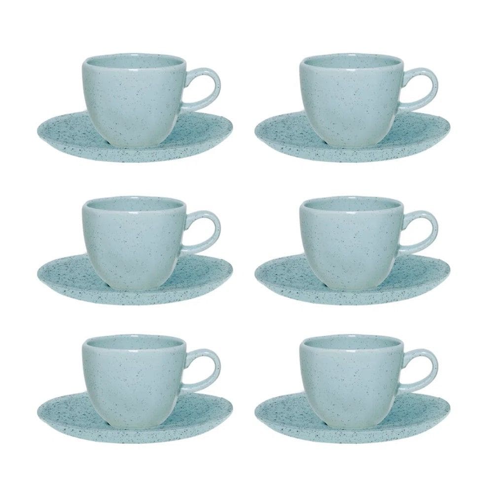 Conjunto de Xícara de Cafezinho com Pires 06 Peças Ryo Blue Bay Oxford