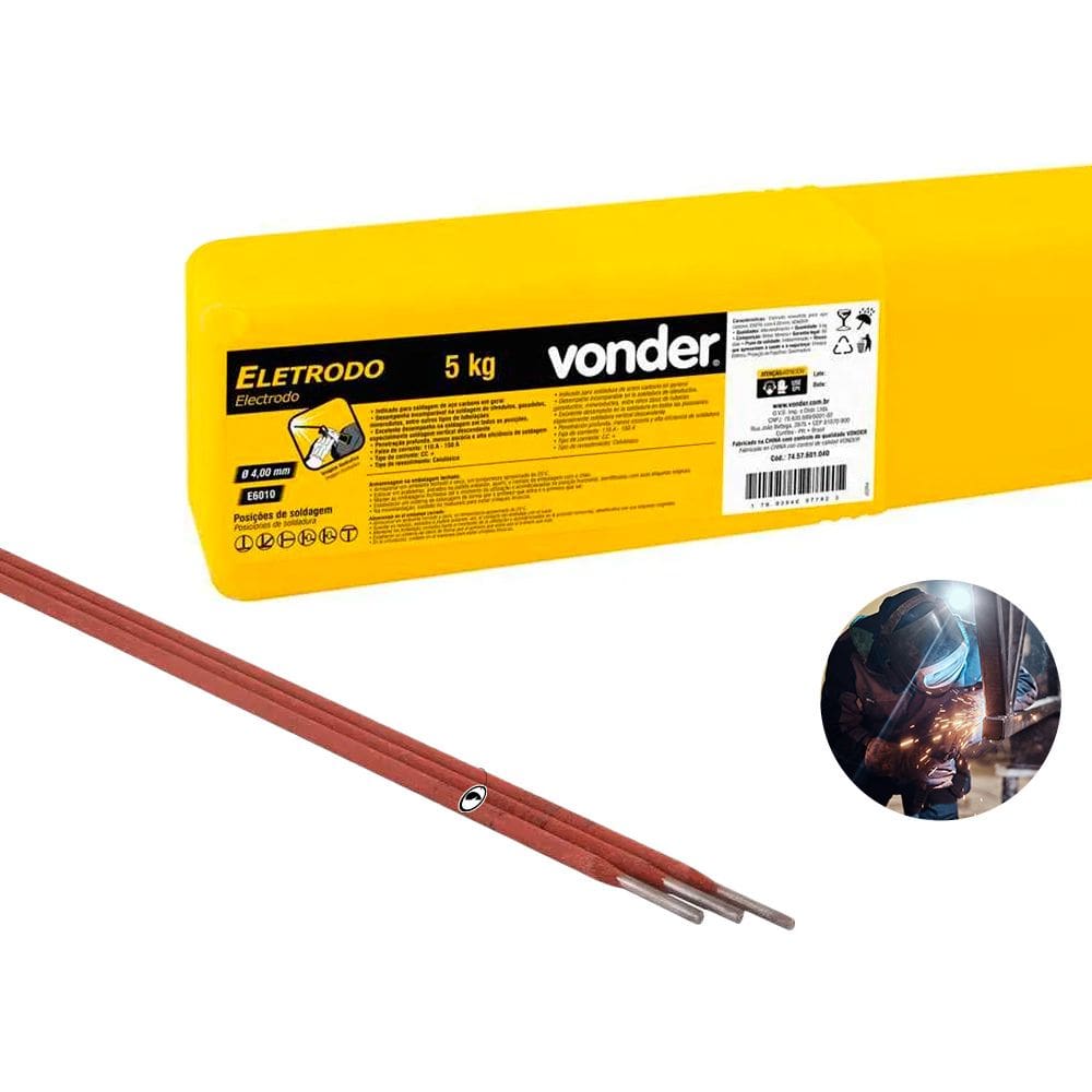 Eletrodo Para Solda Elétrica E6010 Com 4,00 mm 5Kg Vonder