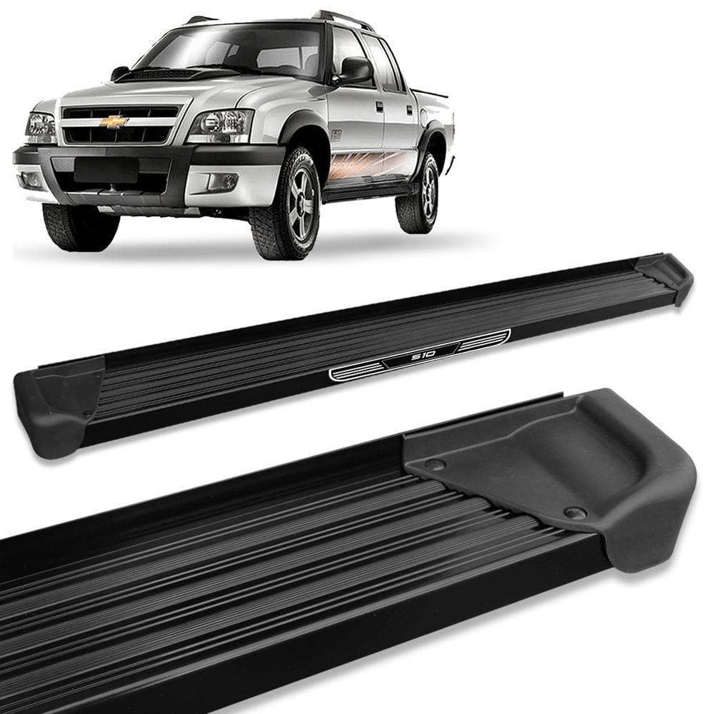 Estribo Lateral S10 1995 a 2011 CD Alumínio Preto A3 Com Ade