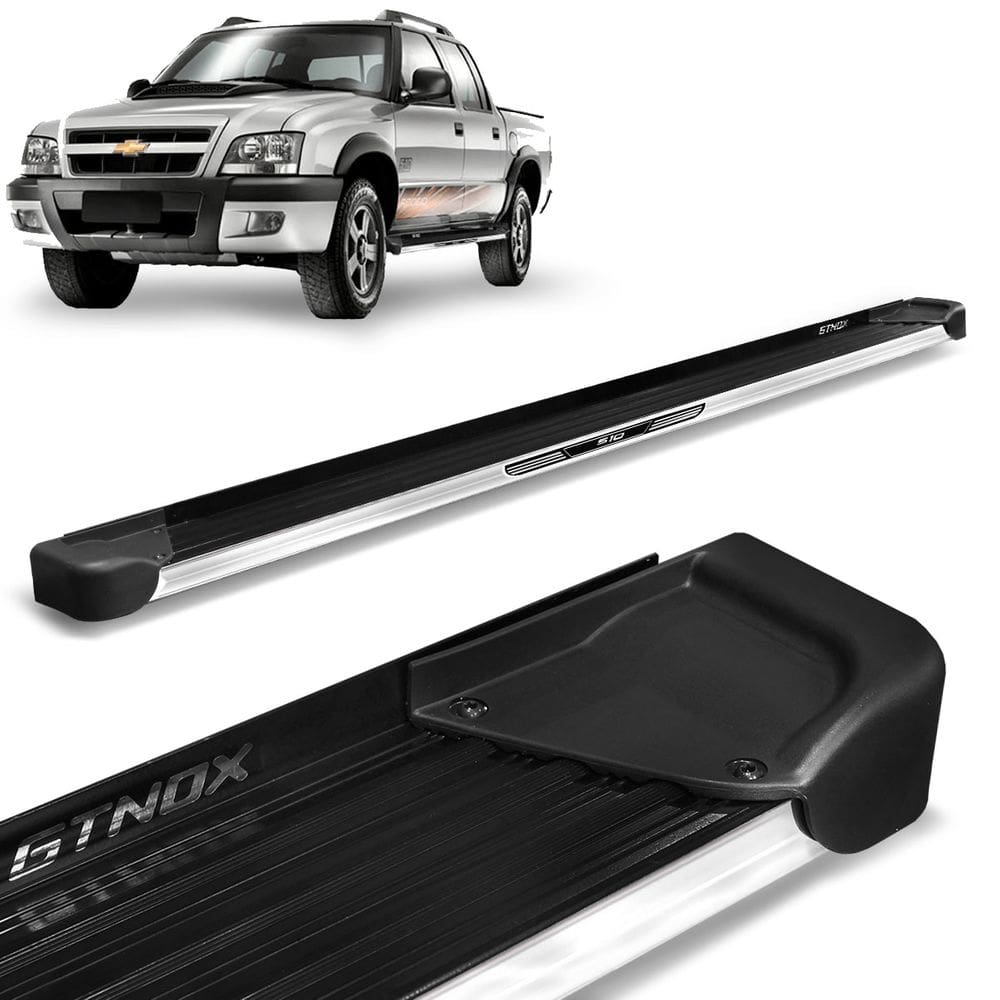 Estribo Lateral S10 1995 a 2011 CD Alumínio Preto A4 Com Ade