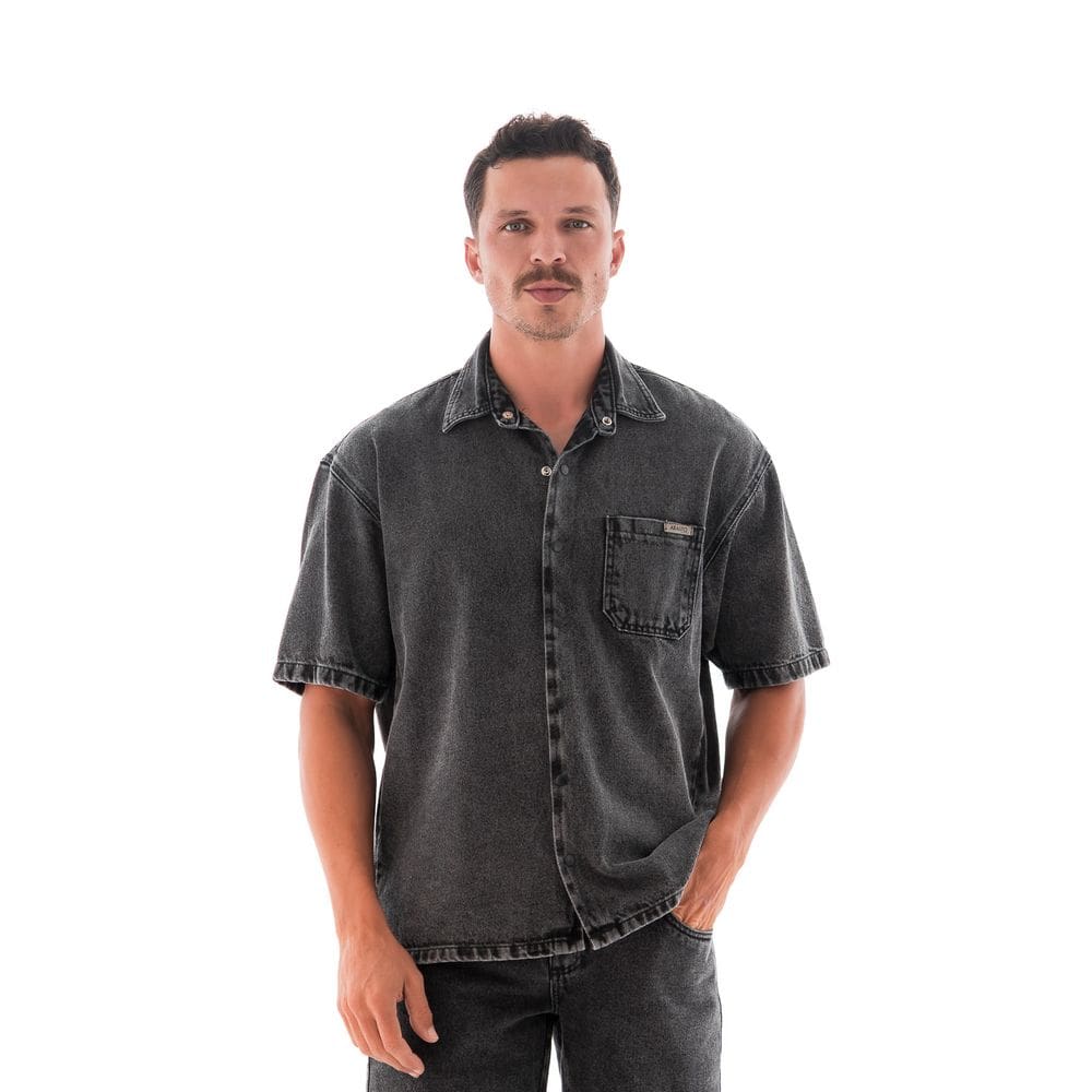 Camisa Jeans Masculina Arauto Oversized Black