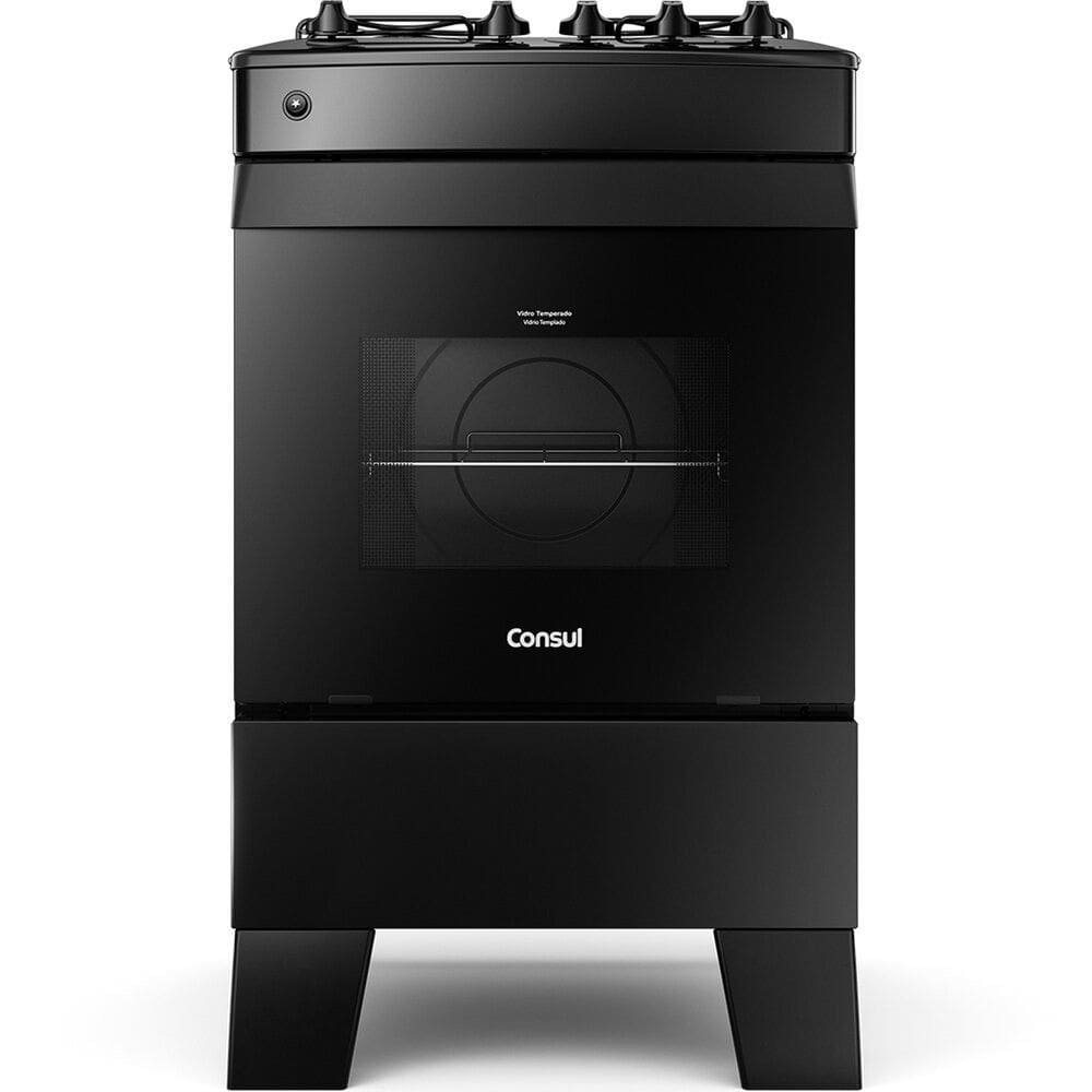 Fogao a Gas 4 Bocas com Mesa Esmaltada Preto CFO4ZAE Consul