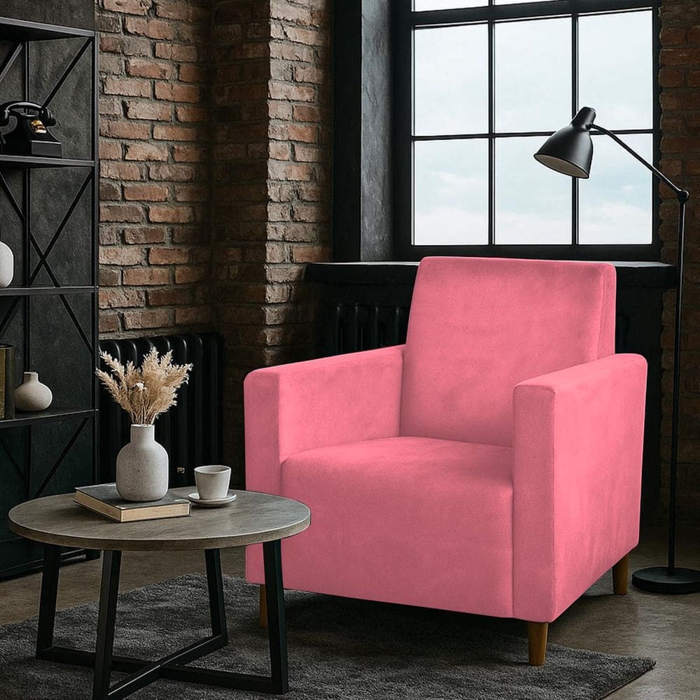 Poltrona Decorativa Sala Ou Escritorio Estela Rosa