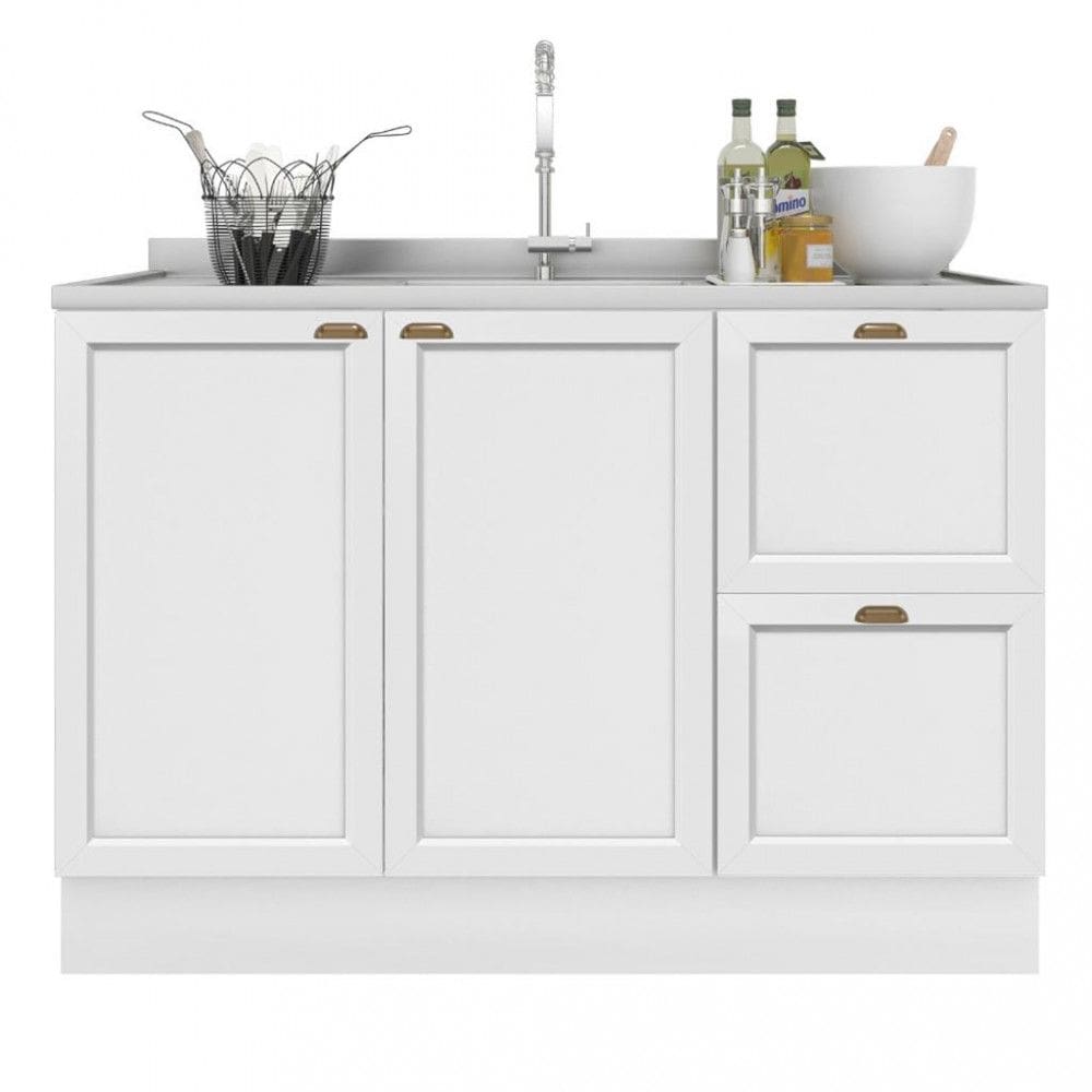 Balcao para Pia 2 Portas 2 Gavetas 120cm sem Pia Unna Poliman