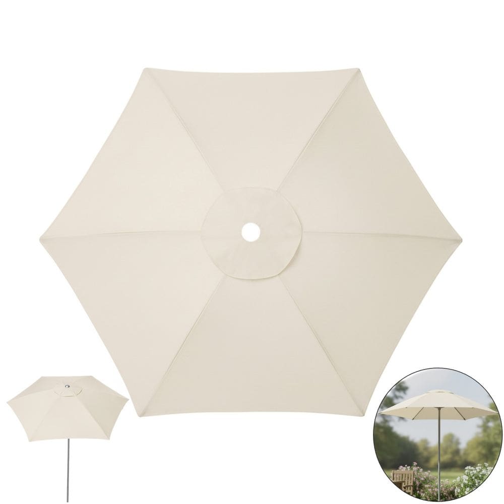 Cobertura Para Ombrelone 2,5 Metros de 6 Hastes Capa Reposição Tecido BEGE - AMZ