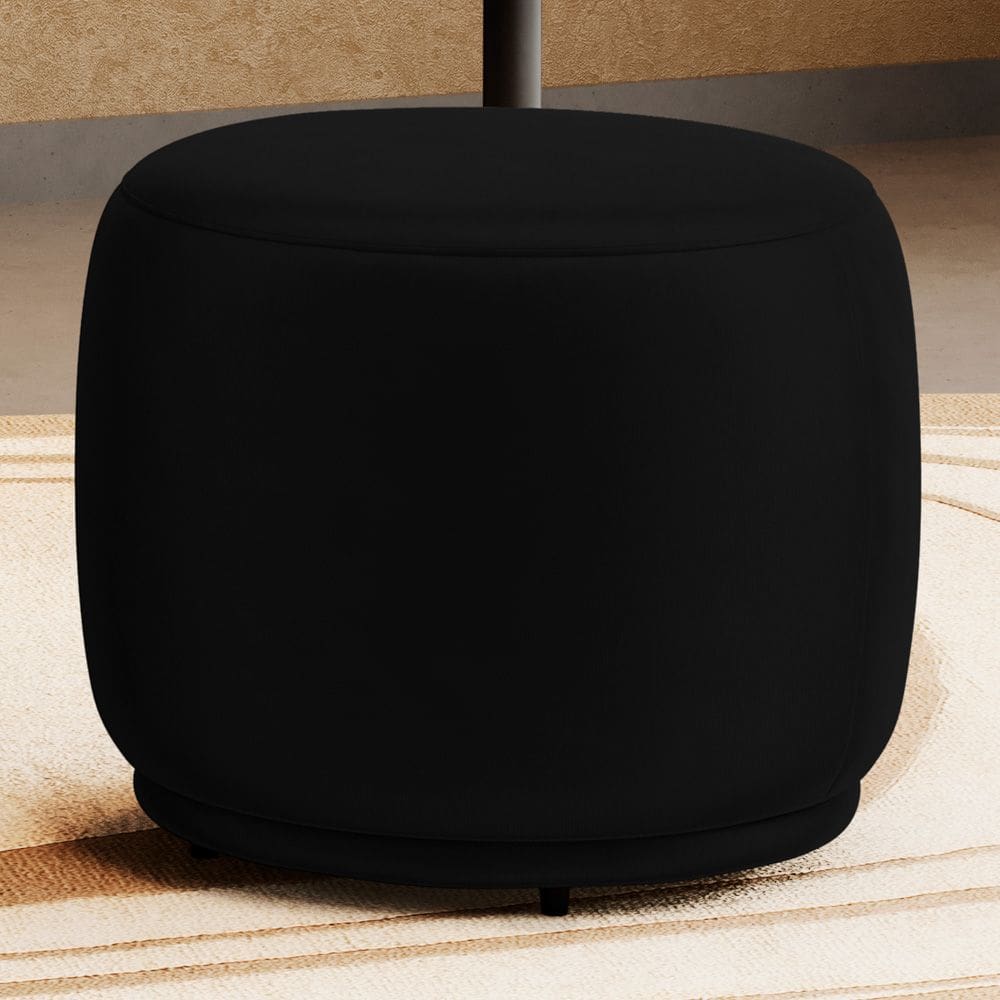 Puff Decorativo Orgânico Living Molly Redondo Couríssimo Preto - Desk Design