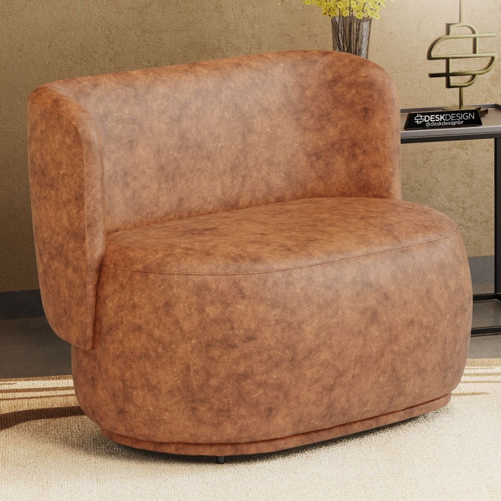 Namoradeira Decorativa Orgânica Molly 02 Lugares Couríssimo Caramelo - Desk Design