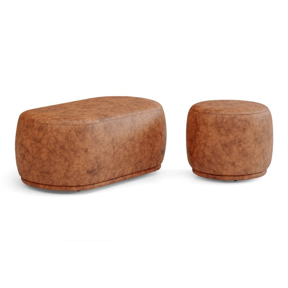 Conjunto 02 Puffs Decorativos Orgânicos Molly Couríssimo Caramelo - Desk Design