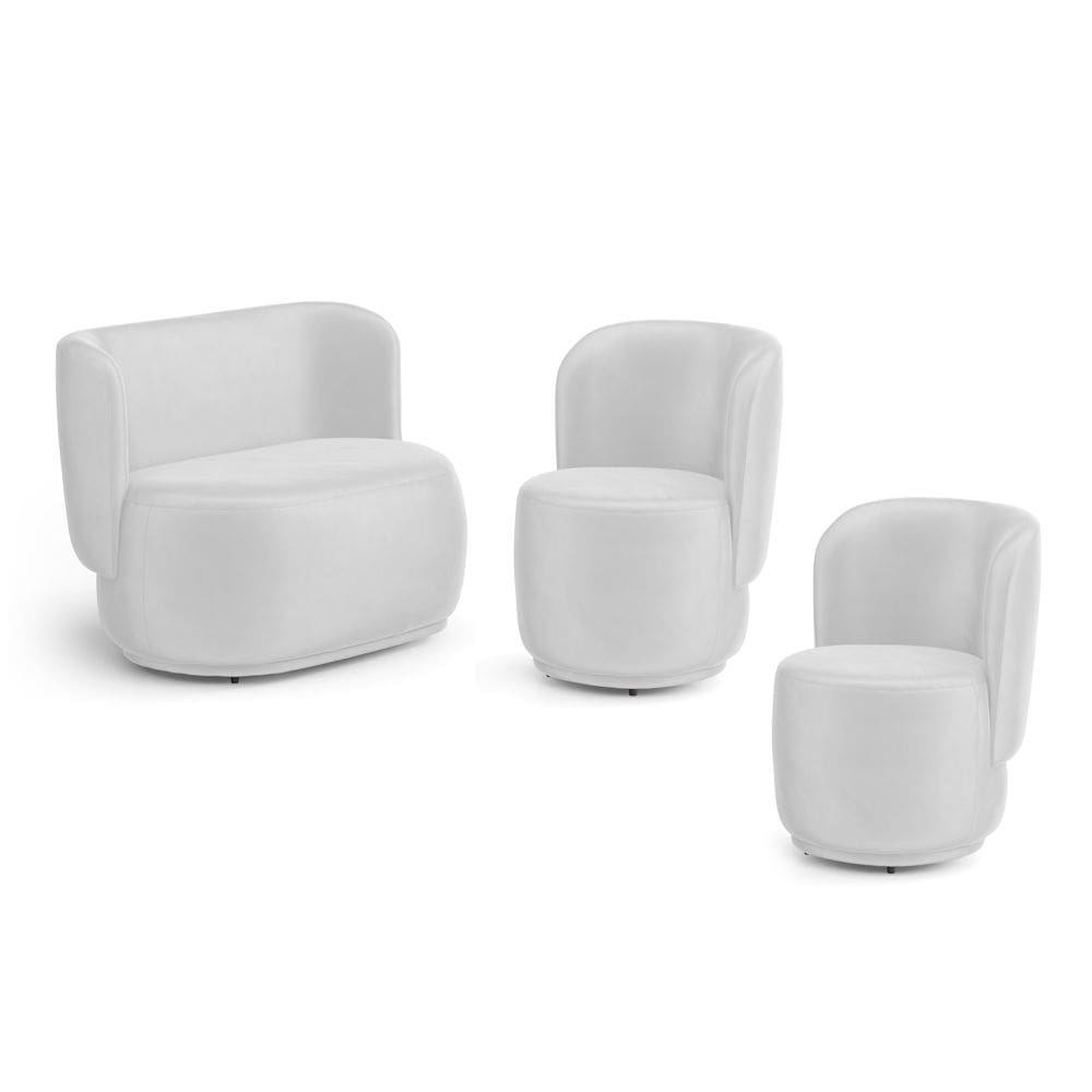 Kit 02 Poltronas e 01 Namoradeira Orgânica Molly Couríssimo Branco - Desk Design