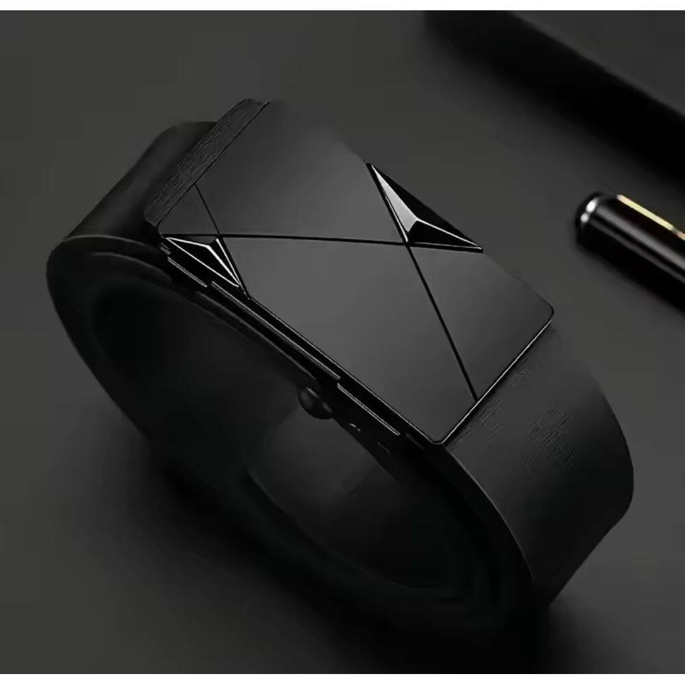 Cinto Bentim Couro Pu Fivela Catraca Preto 130cm Liso