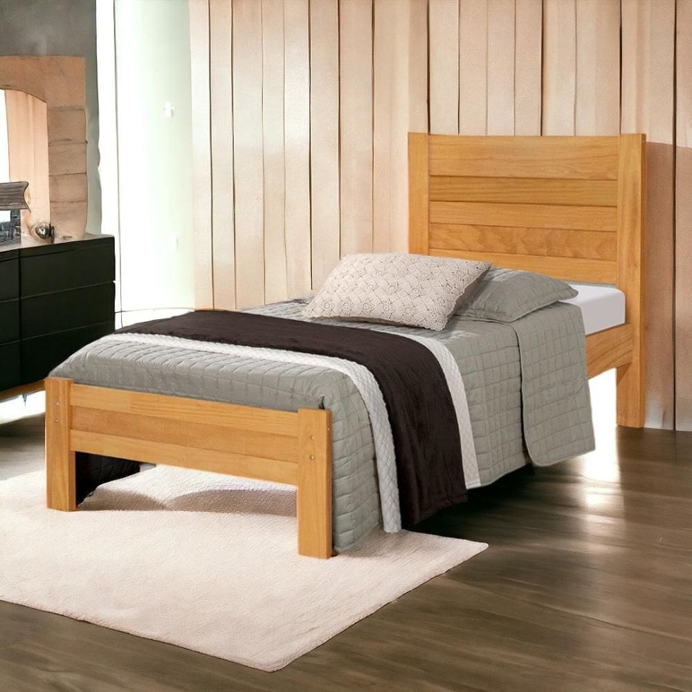 Cama Solteiro Lara Imbuia com Colchão Atraente