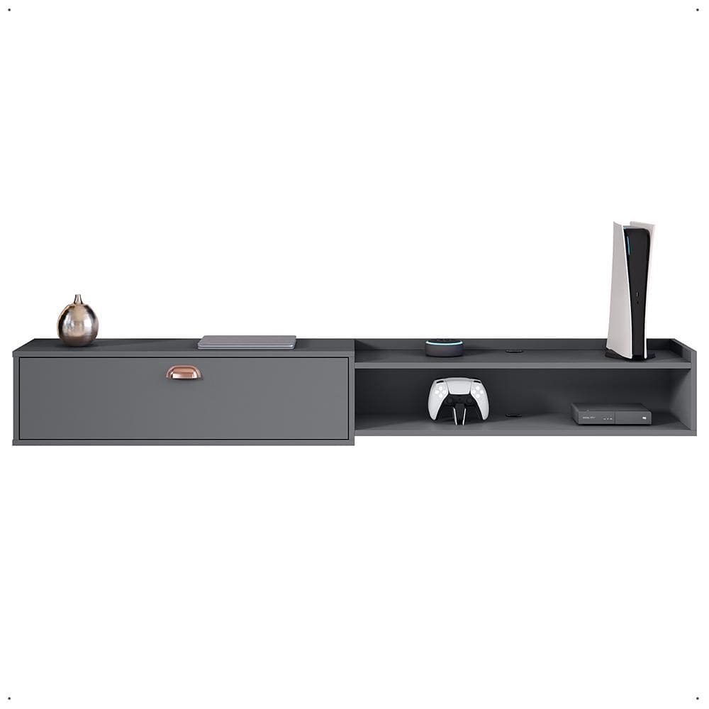 Rack Suspenso 1.8 Estante Home Supremo King Tv Smart 55 60 65 70 Pol. 1 Porta Nicho Puxador Concha Sala Quarto - Cinza - Lojas RPM