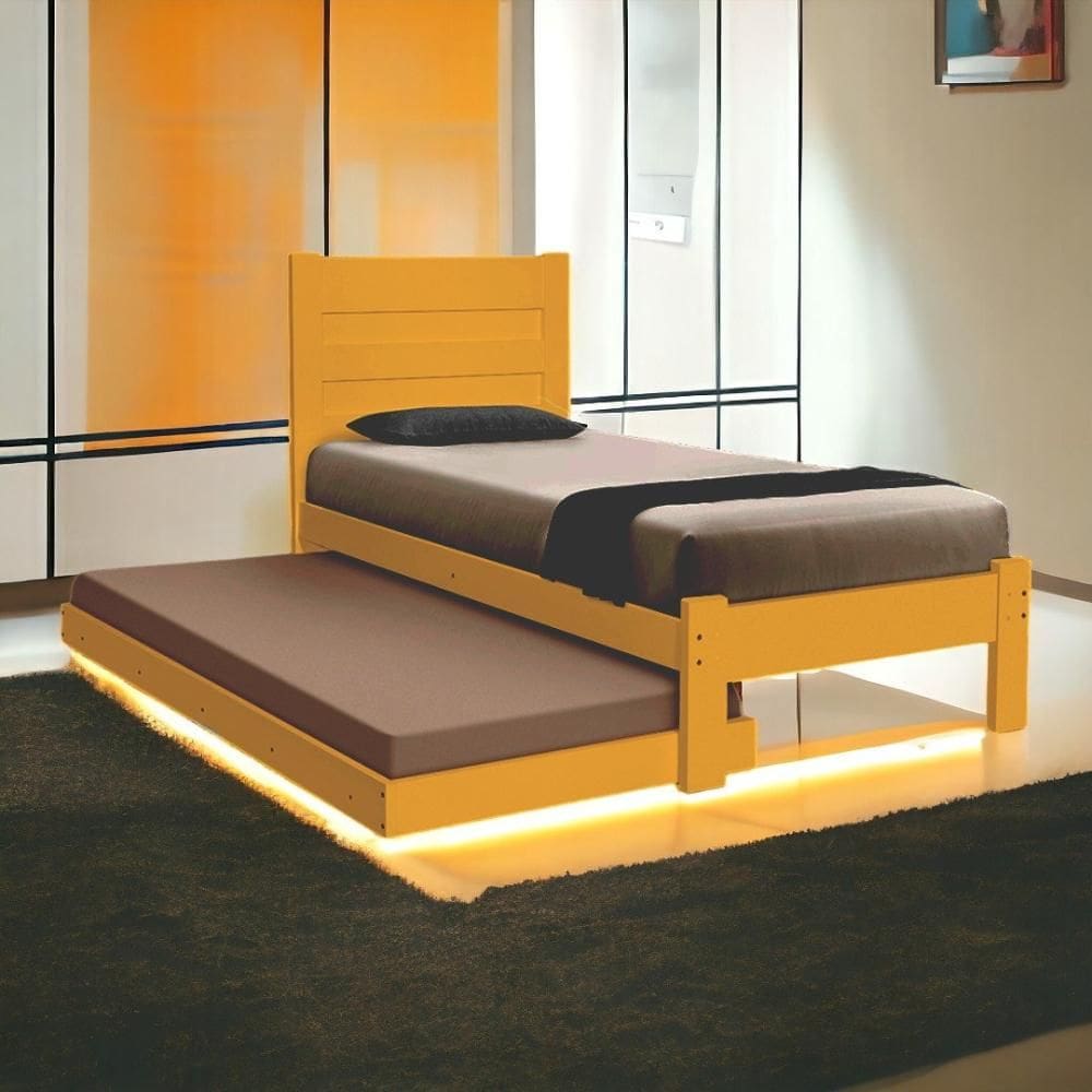 Cama Solteiro Lara Imbuia com Auxiliar Atraente