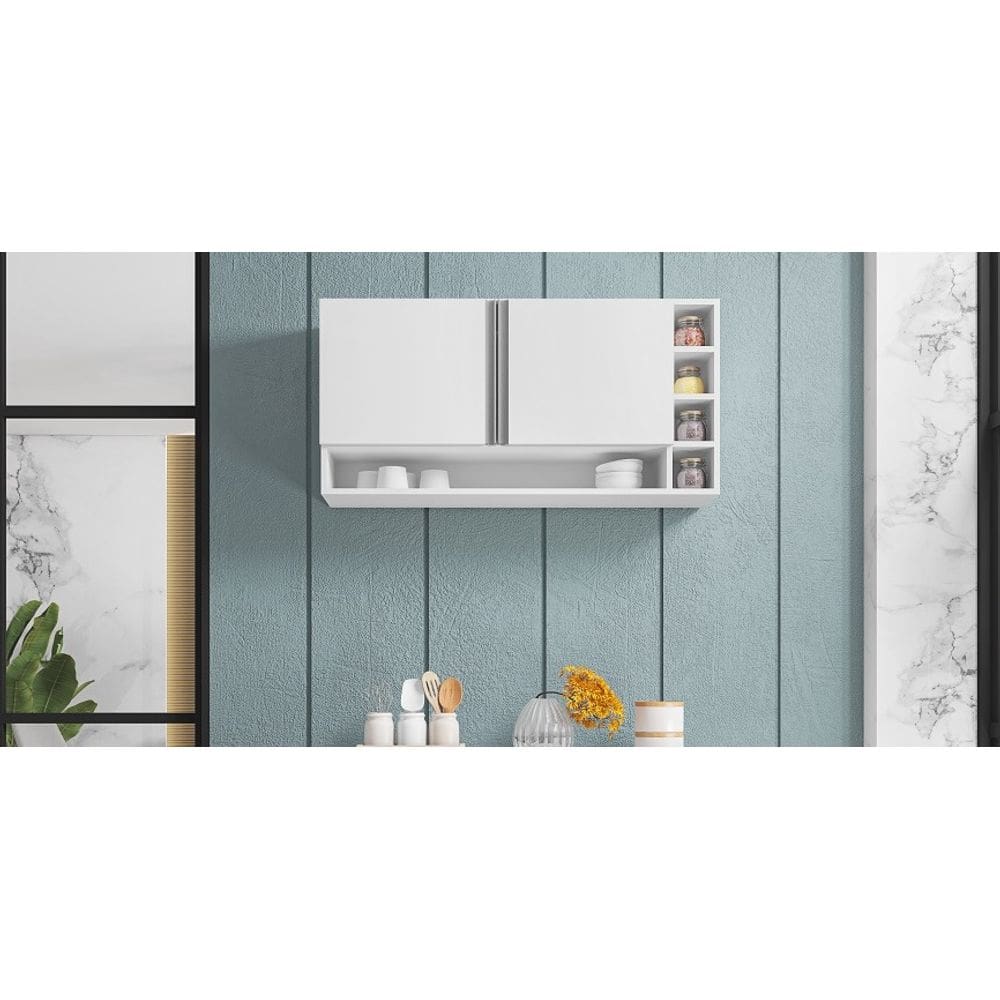 Armário Suspenso Aéreo Vanessa 105cm Branco 2 Portas - AJL Móveis