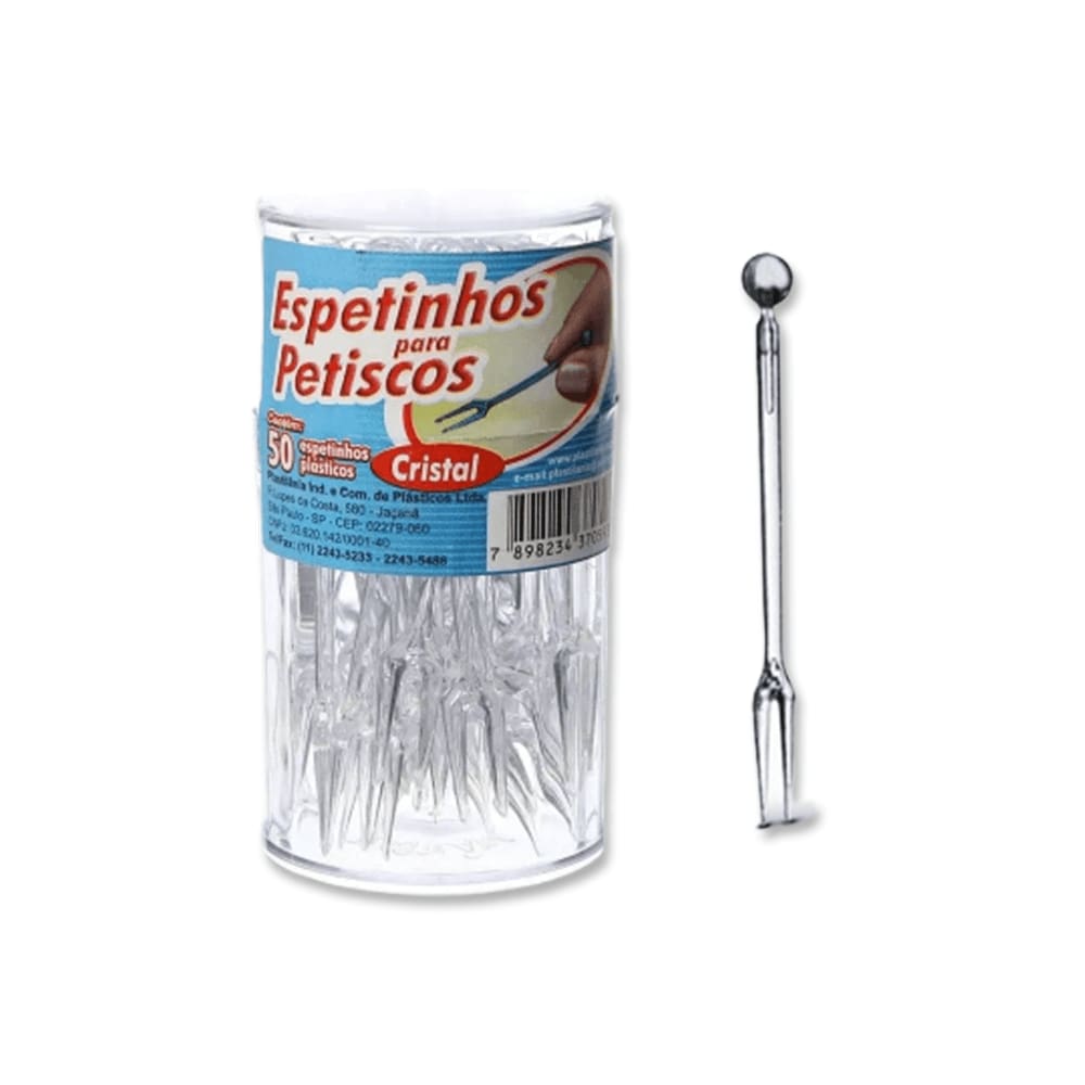 Espetinho para Petisco Cristal com 50 Unidades Plastilânia