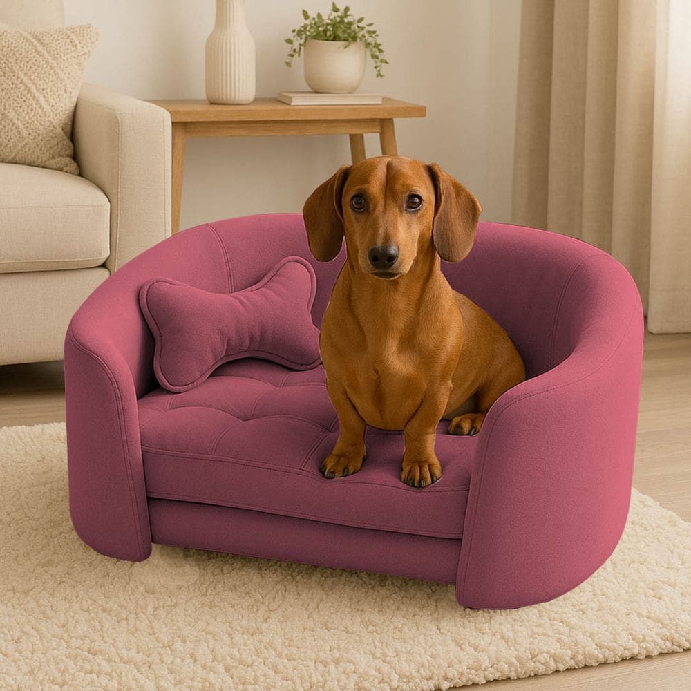 Poltrona Cama Pet Luxo Mell Veludo Premium Para Cães E Gatos Rosa