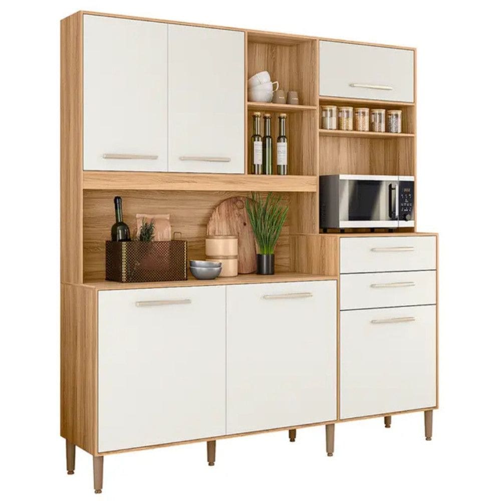 Cozinha Compacta 6 Portas 2 Gavetas MDP com Tampo Salsa Nicioli