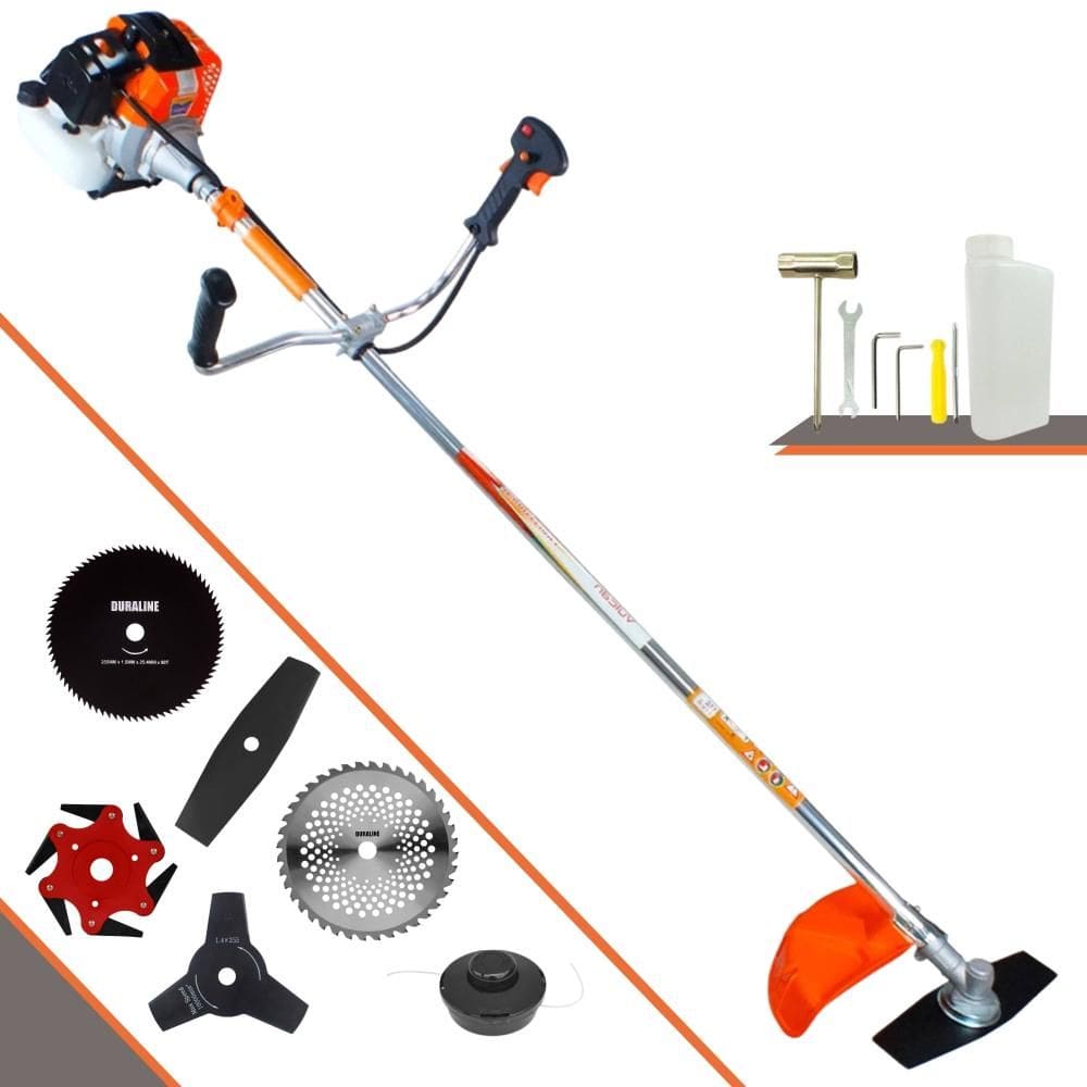 Máquina de Cortar Grama Profissional À Gasolina Vulcan VR430S 2 Tempos 43cc 1,7HP 10.000rpm Roçadeira Completa Multifuncional Com 6 Opções de Cortes