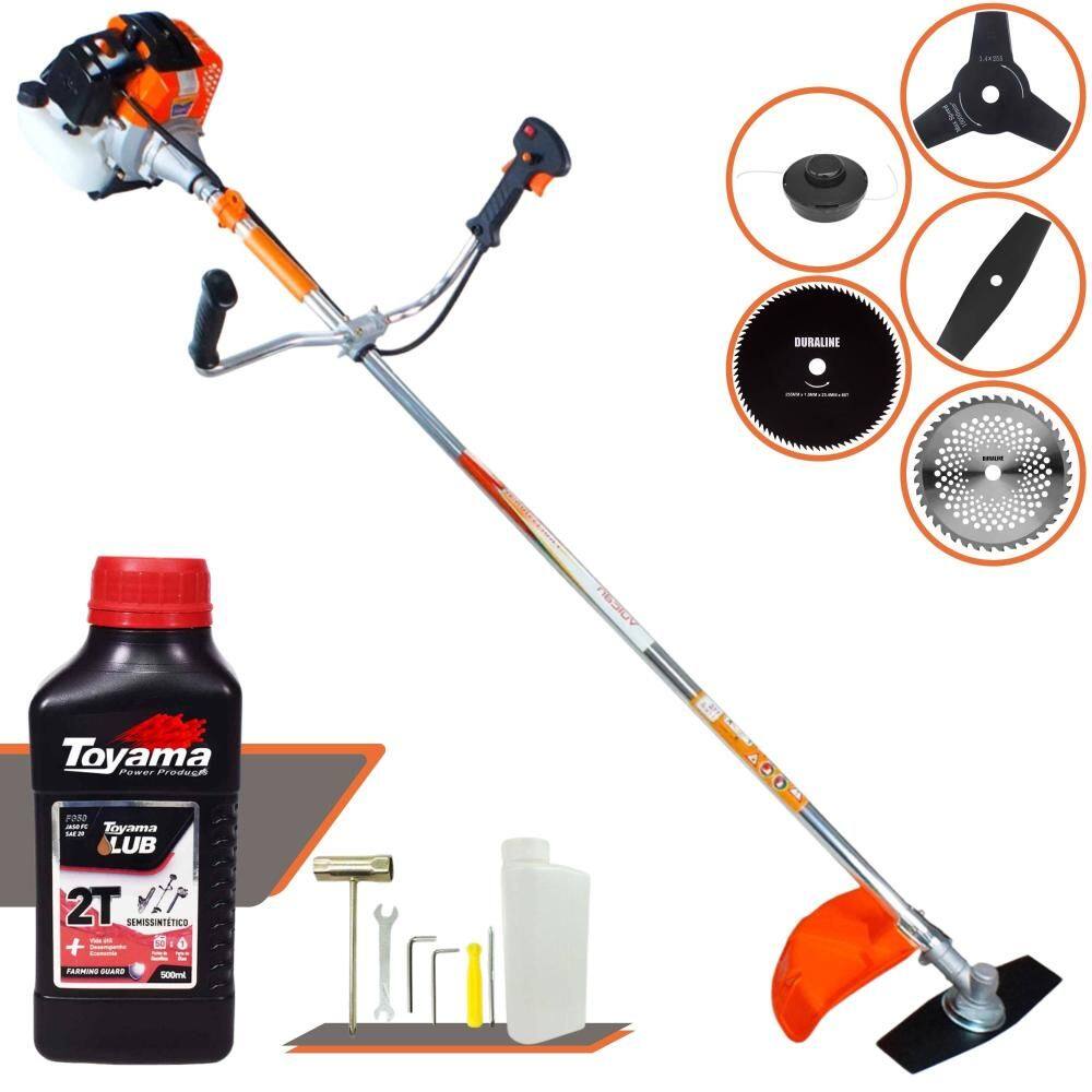 Roçadeira Lateral Máquina de Corta Grama À Gasolina Vulcan VR430S 43cc 1,7HP 10.000rpm Multifuncional Completa Com 5 Opções de Cortes + ÓLEO TOYAMA 2T