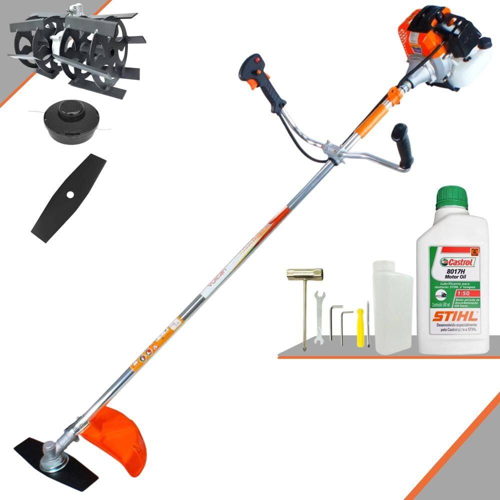 Roçadeira Multifuncional À Gasolina Vulcan VR430S 43cc 1,7HP Alta Rotação C/ 2 Opções de Corte Carretel + Faca 2 Pontas + Enxada Rotativa + ÓLEO STIHL