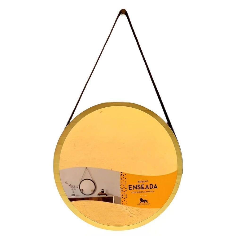 Espelho Redondo Linha Enseada 50 X 30cm Dourado - - Leão