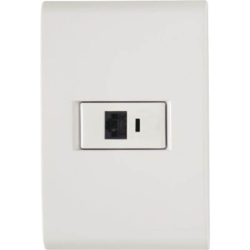 Conjunto Liz Branco 4x2 Com 1 Tomada Rj45 Cat:6 - 57170022 - Tramontina Rj45 Tramontina 57170-022