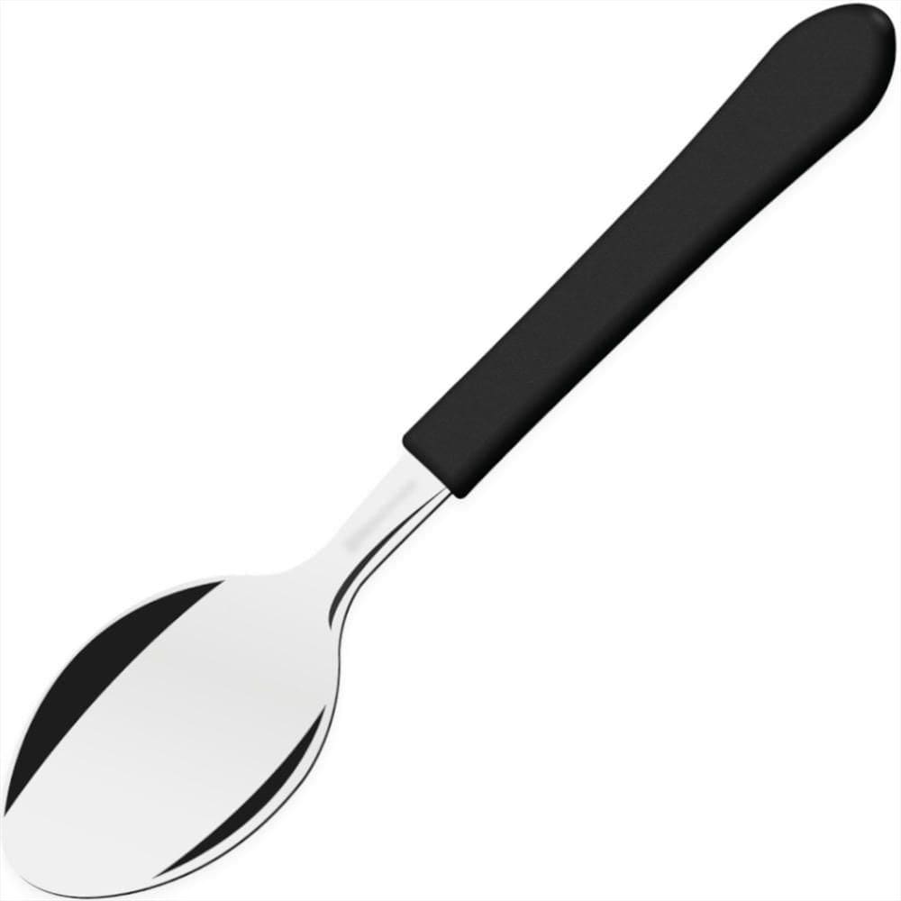 Colher De Mesa Em Aço Inox E Cabo Preto Da Linha Leme - 23183400 - Tramontina Colher De Mesa Inox Leme 23183-400 Tramo