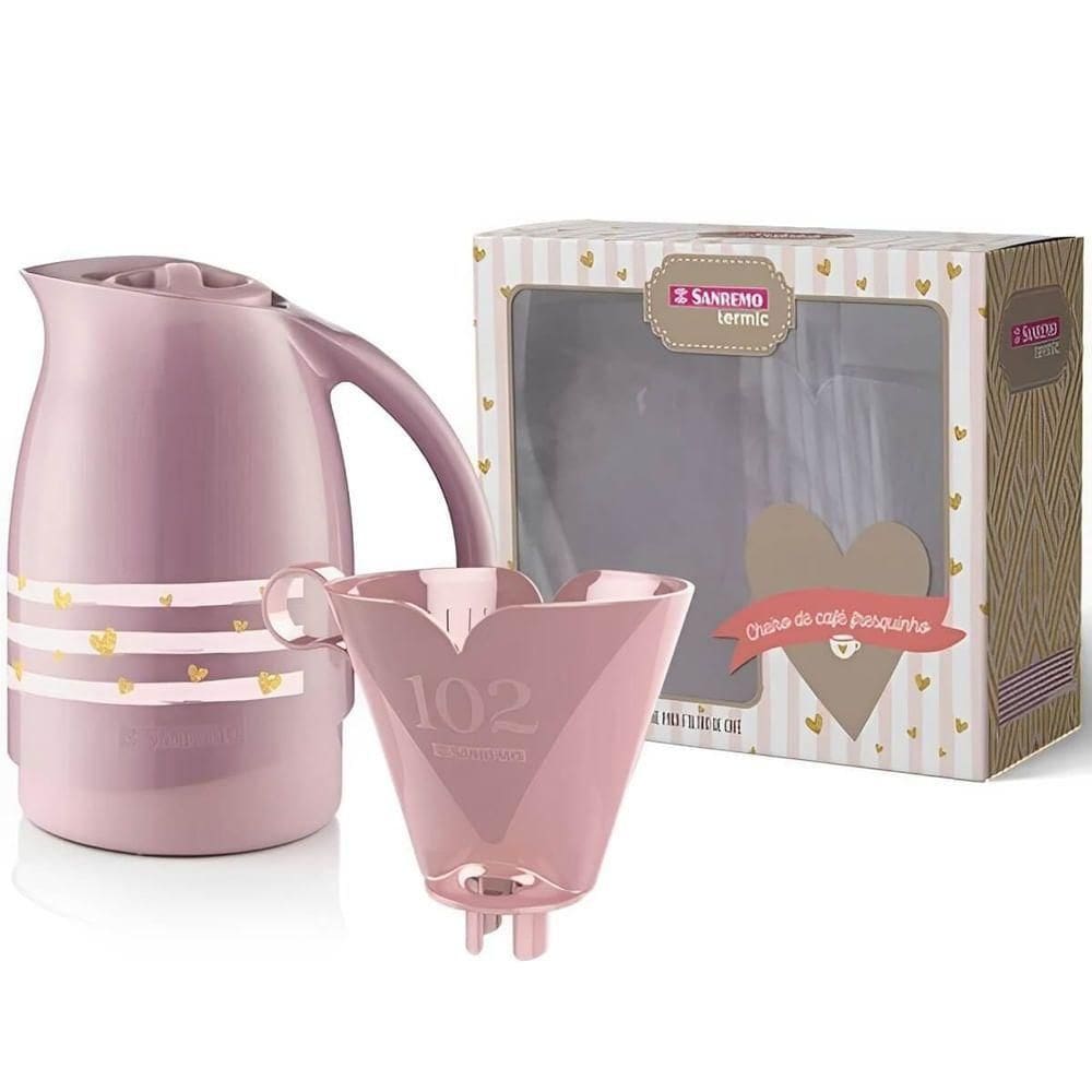 Conjunto De Bule 700ml + Suporte Para Filtro De Café 102 Rosa - Sr1011-60 - Sanremo