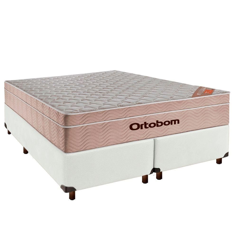 Cama + Box Branco E Colchão Molas Ensacadas Queen - Airtech Ortobom