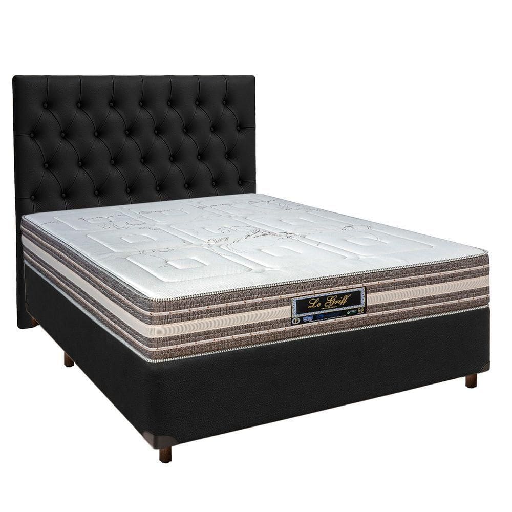 Cama Box + Colchão Casal Molas Ensacadas Legriff Sankonfort + Cabeceira Estofada