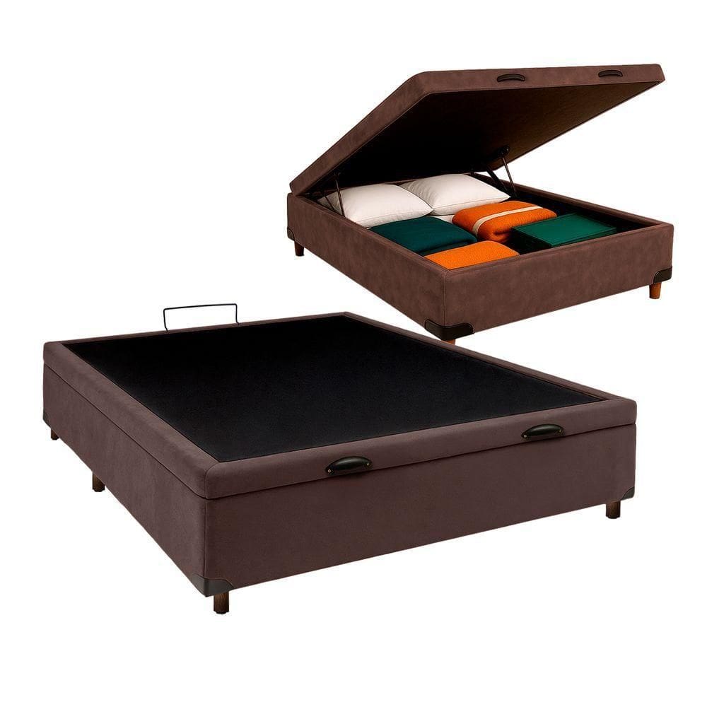 Cama Box Baú Casal Marrom Nature 138x188