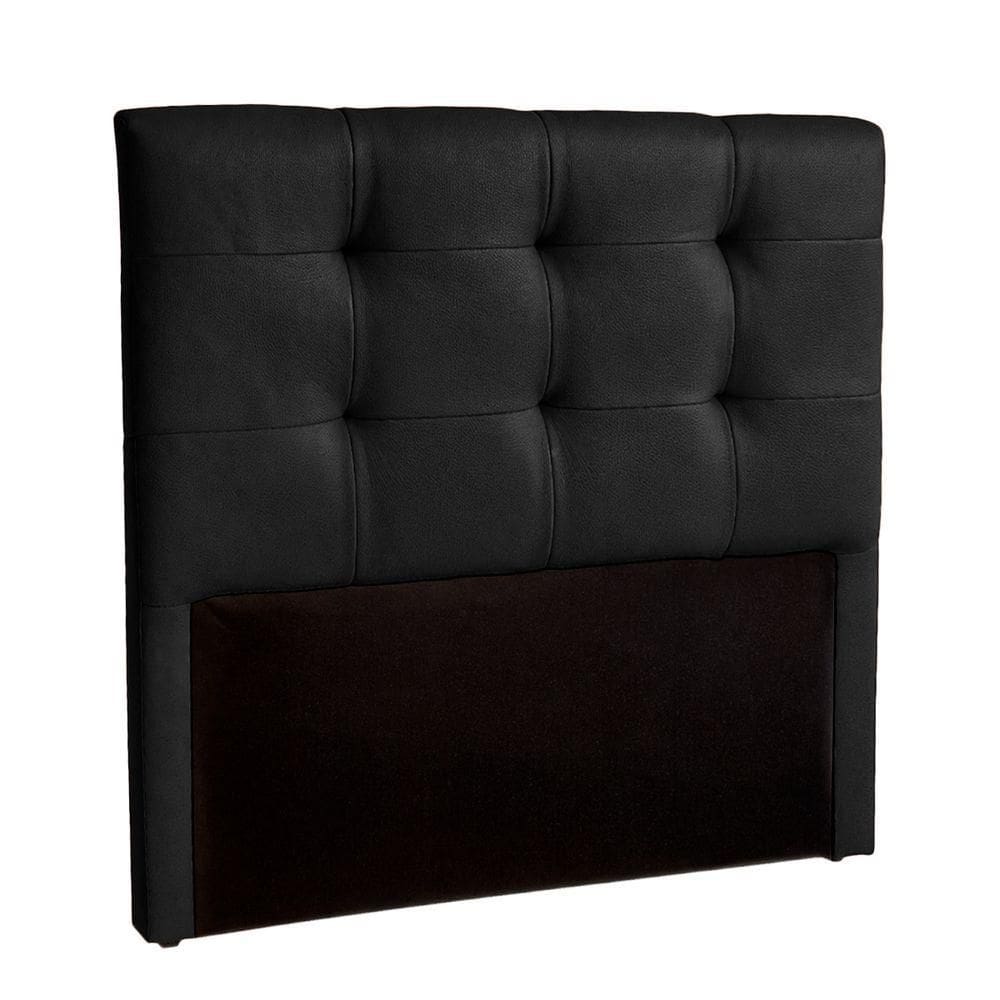 Cabeceira Estofada Casal Alice Nature Material Sintético Preto 138x136