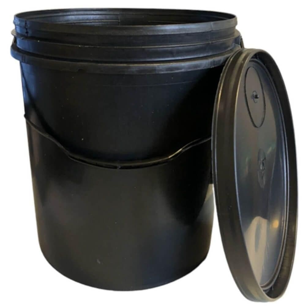 Balde Com Tampa Preto Reciclado 16 Litros - 57 - Rs Plast
