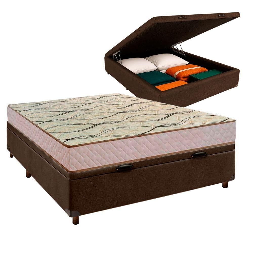 Conjunto Cama Box Bau Blindado Casal + Colchão D33 Maxsono Paropas