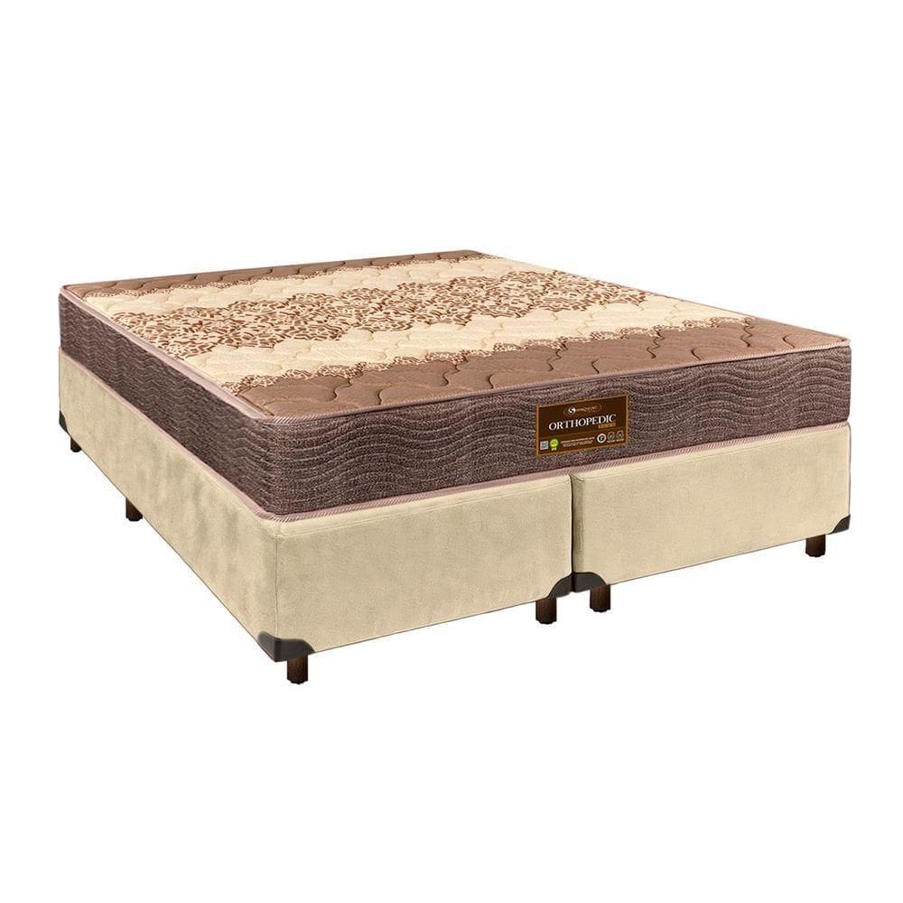 Cama + Box Perola E Colchão D26 Queen - Ortophedic Sankonfort