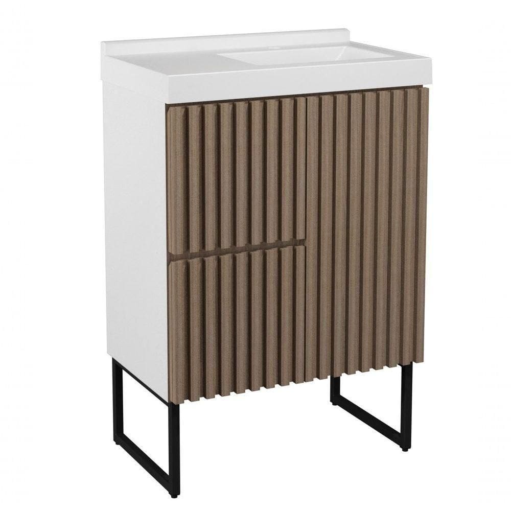 Gabinete Para Banheiro Com Pé Ferrara 66 Cm Branco/santiago