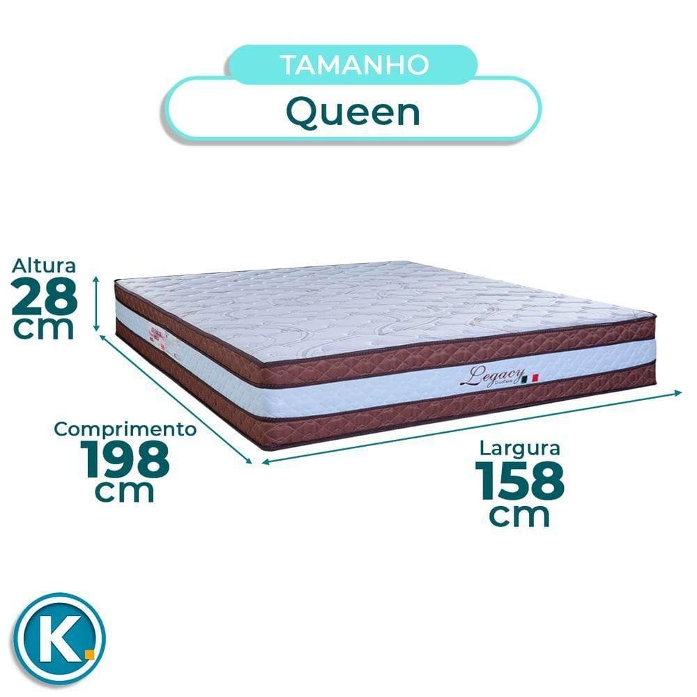 Conjunto Cama Box Bege Queen + Colchão Molas Ensacadas Legaccy Paropas