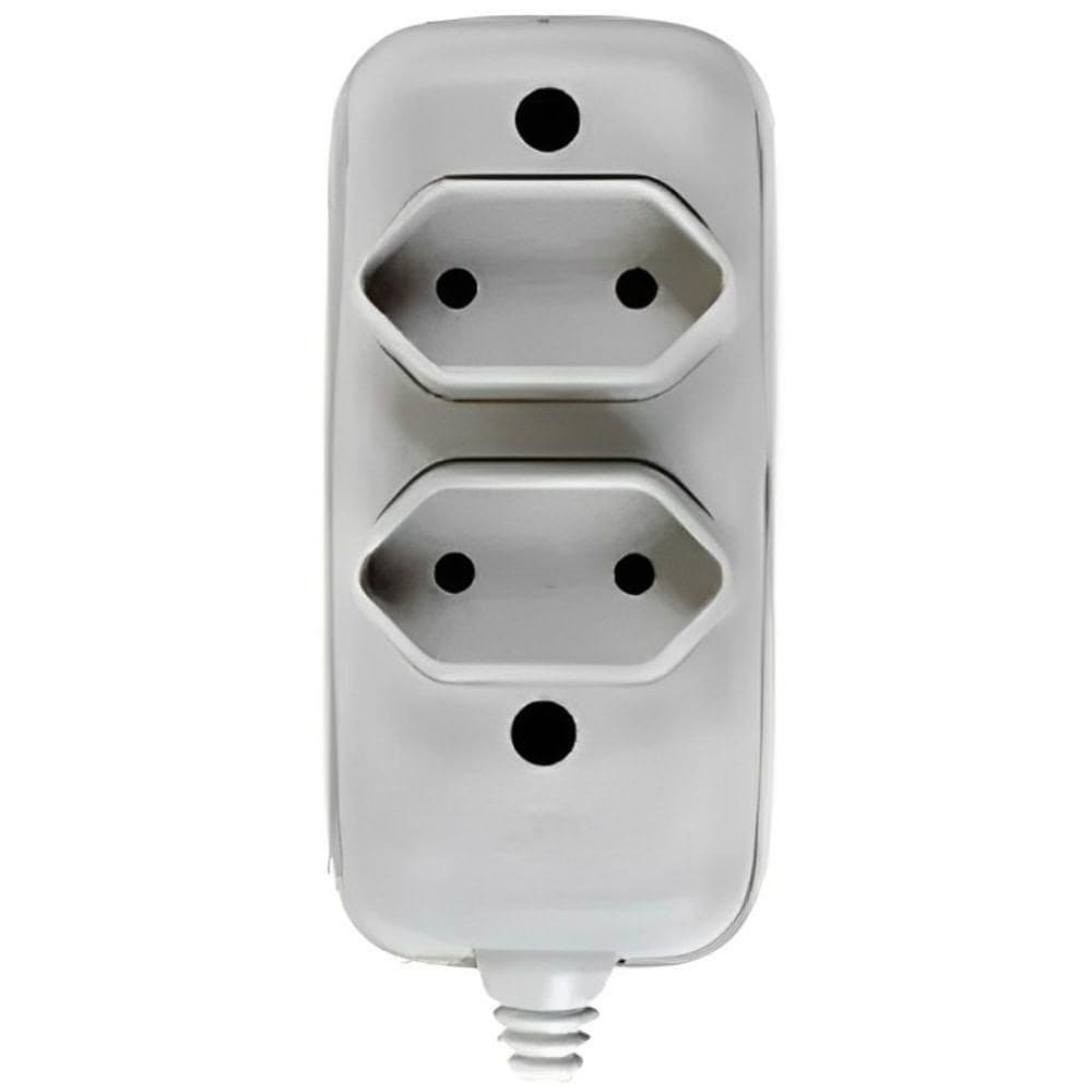 Tomada Em Barra Dupla 2p 10a 250v Cinza - 1632 - Ilumi