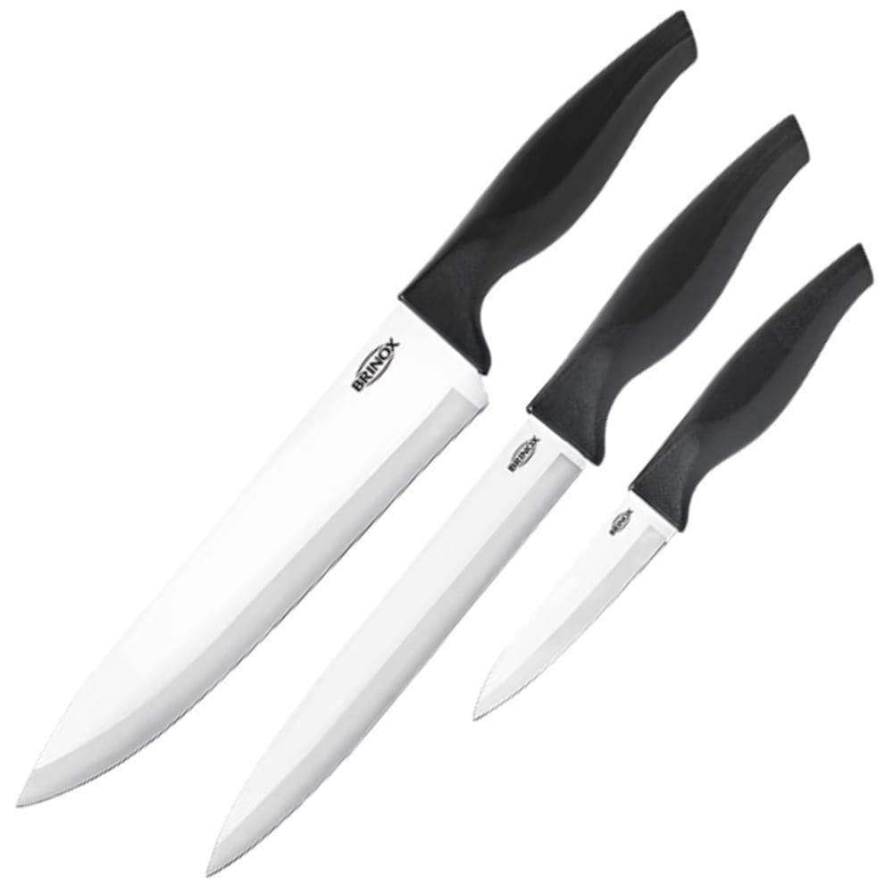 Conjunto De Facas Com 3 Peças Cross Preto - 2556-309 - Brinox