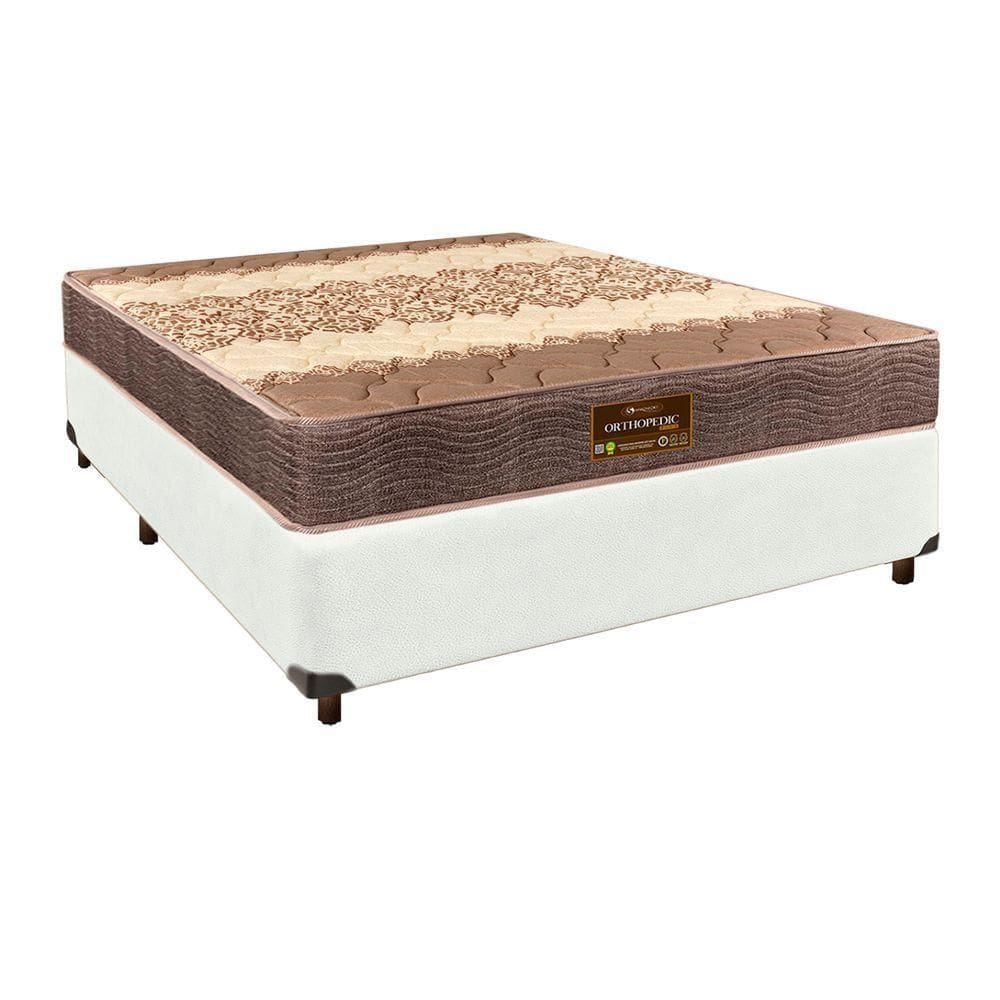 Cama + Box Branco E Colchão D26 Casal - Ortophedic Sankonfort