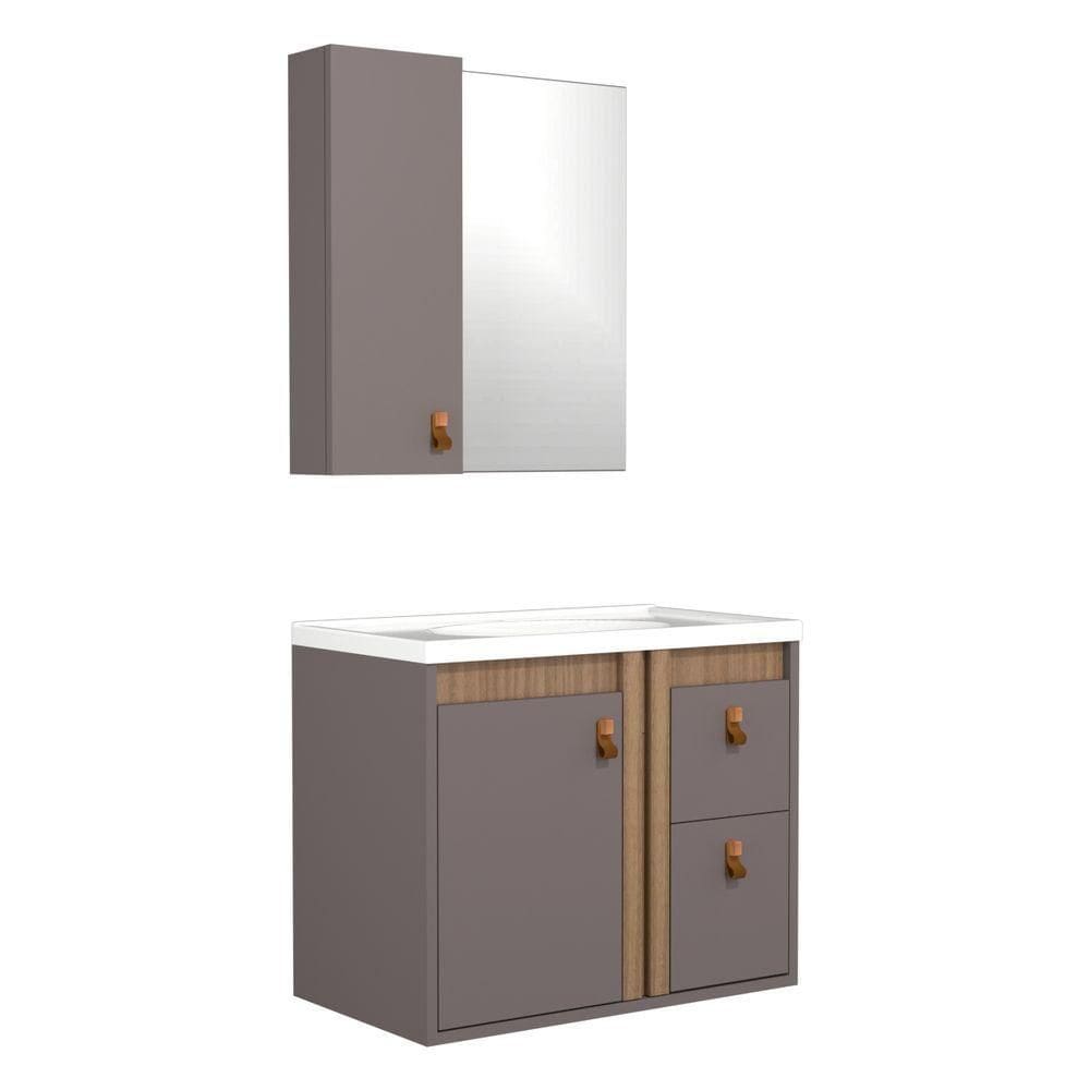 Gabinete Para Banheiro Olivia 60cm Suspenso Havana/jequitibá