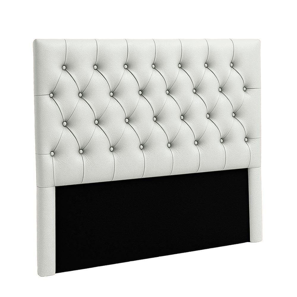 Cabeceira Estofada Casal Luna Nature Material Sintético Branco 138x136