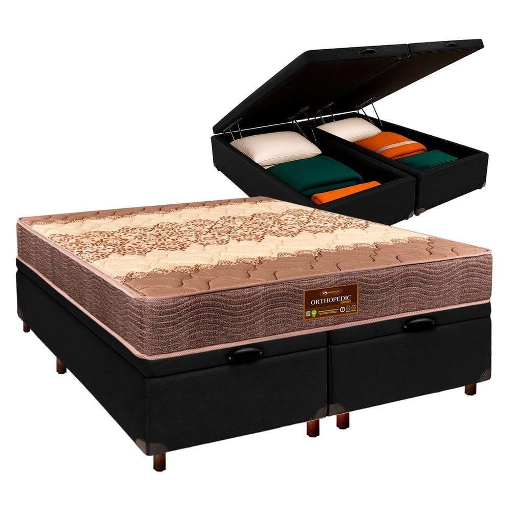 Cama Box Bau + Colchão Casal D26 Ortophedic Sankonfort