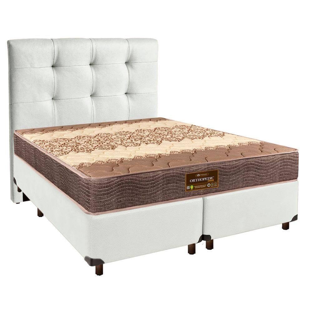 Kit Cabeceira + Cama Box + Colchão Queen D26 Ortophedic Sankonfort
