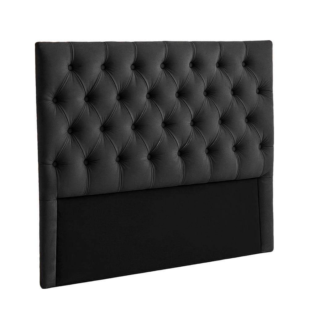 Cabeceira Estofada King Luna Nature Veludo Preto 193x136