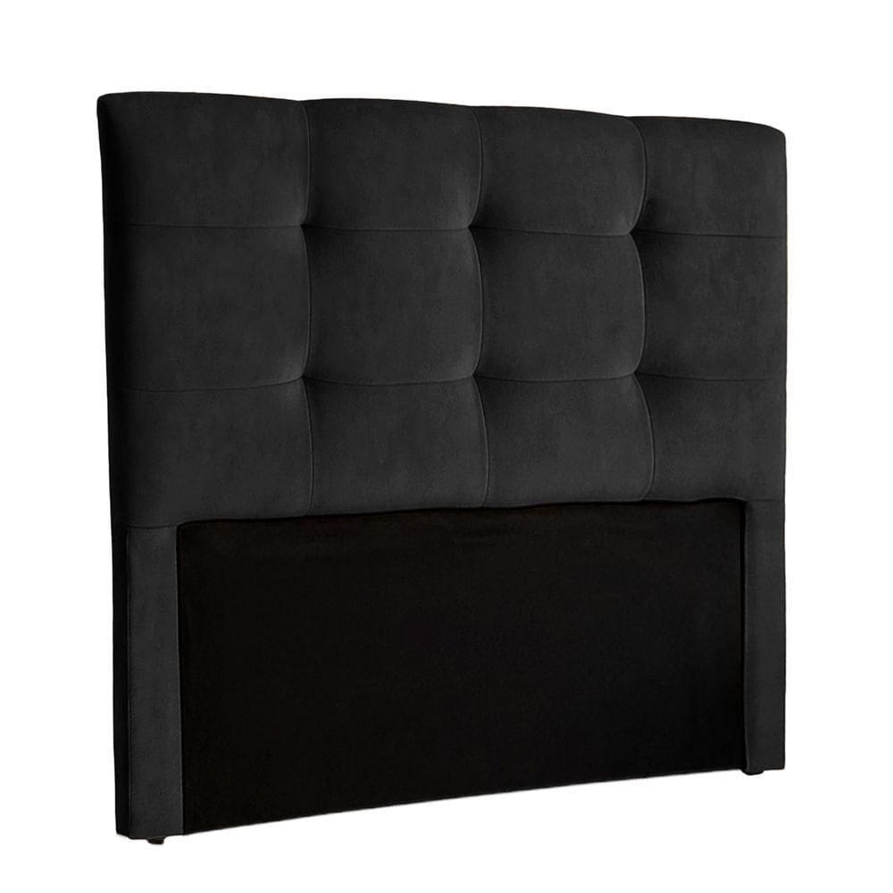 Cabeceira Estofada Casal Alice Nature Veludo Preto 138x136