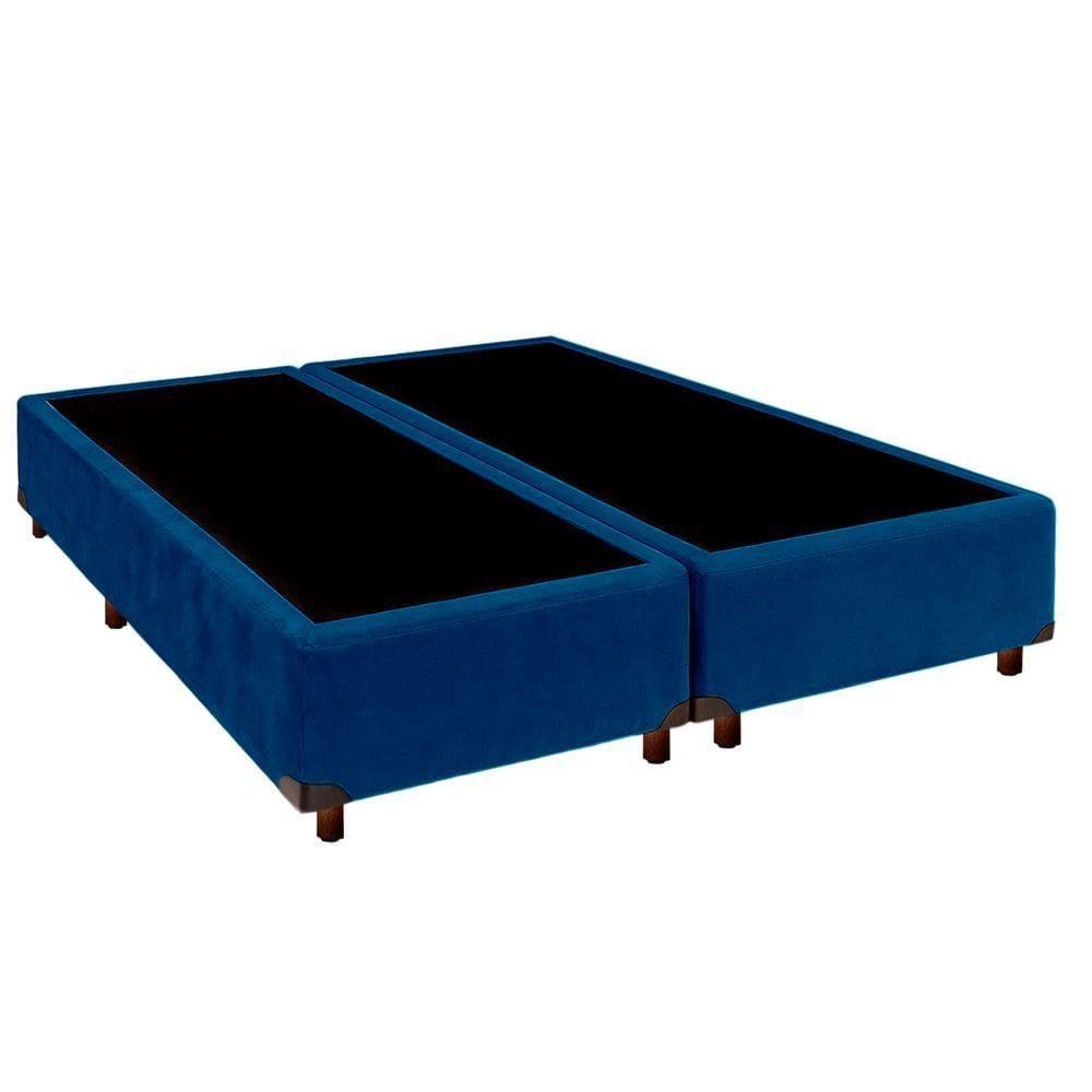 Cama Box Casal Blindado Nature Azul 138x188