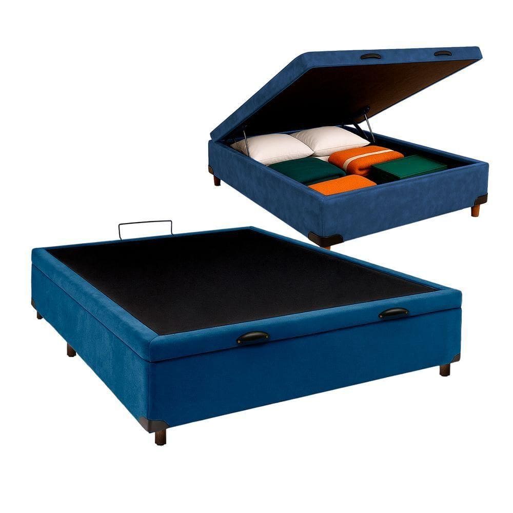 Cama Box Bau Viuvo Blindado Nature Azul 128x188