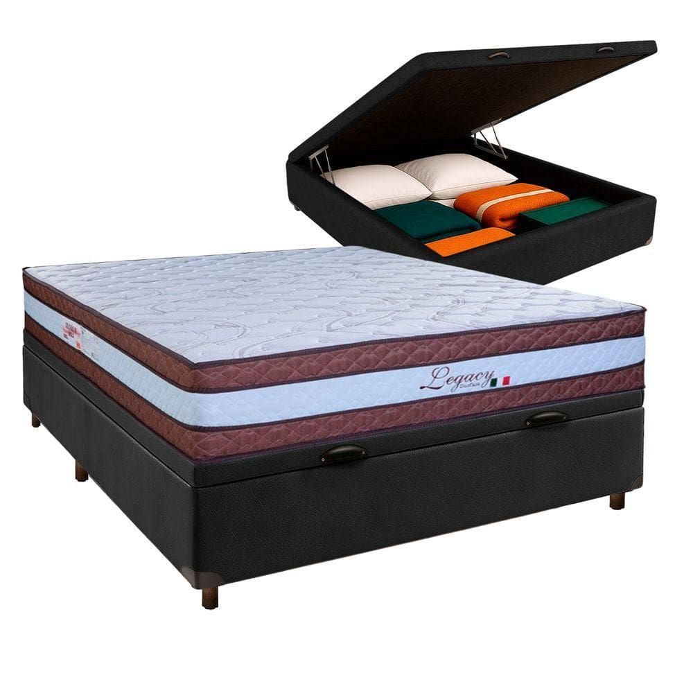 Cama Box Bau + Colchão Casal Molas Ensacadas Legaccy Paropas